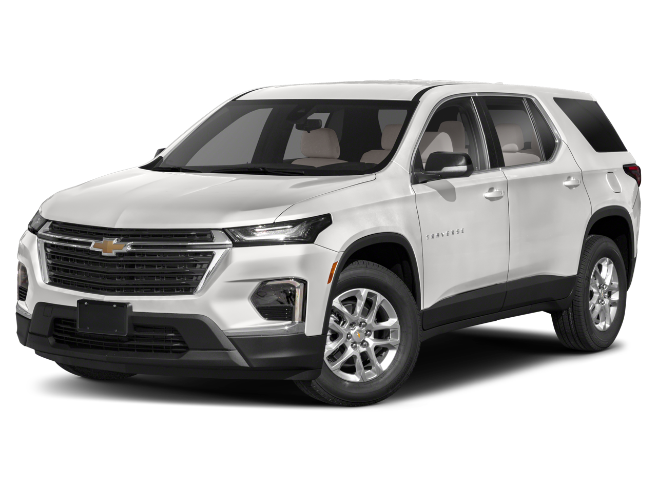 2023 Chevrolet Traverse LS in Mosaic Black Metallic — front three-quarter view